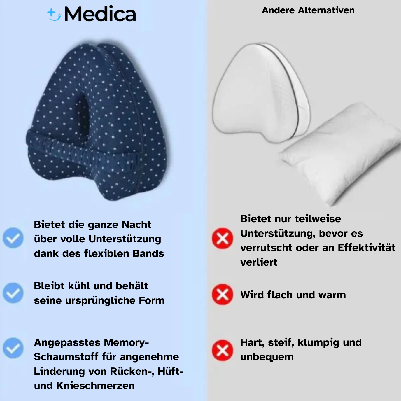 OrtoPillow™ Stützkissen – Die #1 Medizinisch Bewiesene Lösung gegen Rückenschmerzen, Hüftschmerzen & Ischias