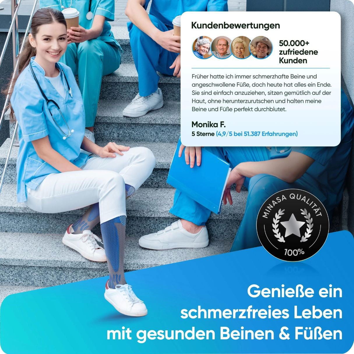Minasa - Kompressionsstrümpfe für schmerzfreie Beine und Füße